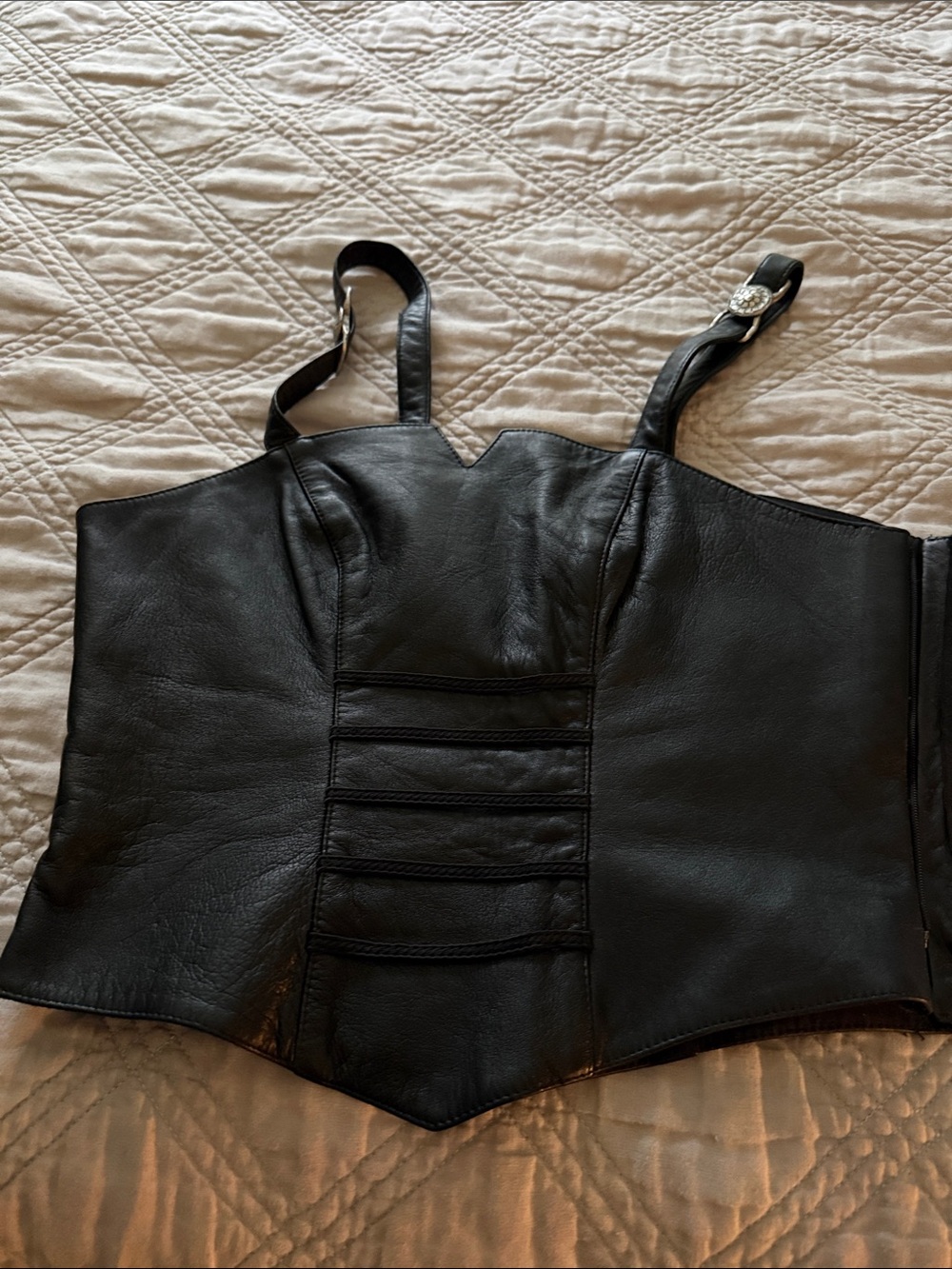 Genuine Wenger Trachtenwear Black Faux Leather Corset Top